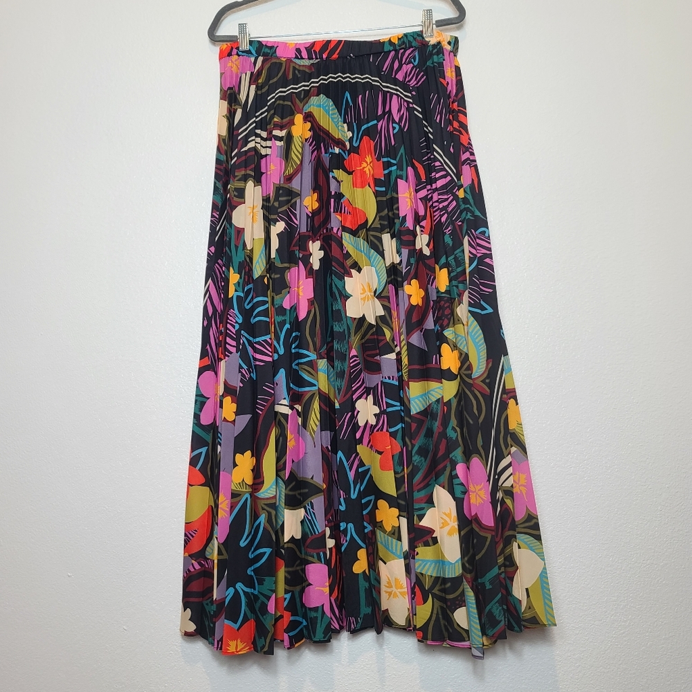 Johnny Was Wild Isabelle Floral Tropical Pleated Maxi Skirt Size Large - Picture 10 of 10